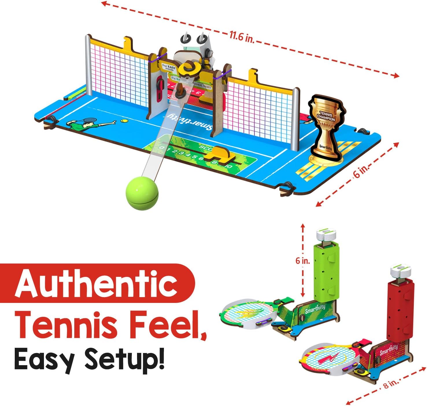 Detalle 2 de Smartivity DIY Tabletop Tennis Game, 2-Player Mechanical STEM Kit for Kids 6–12