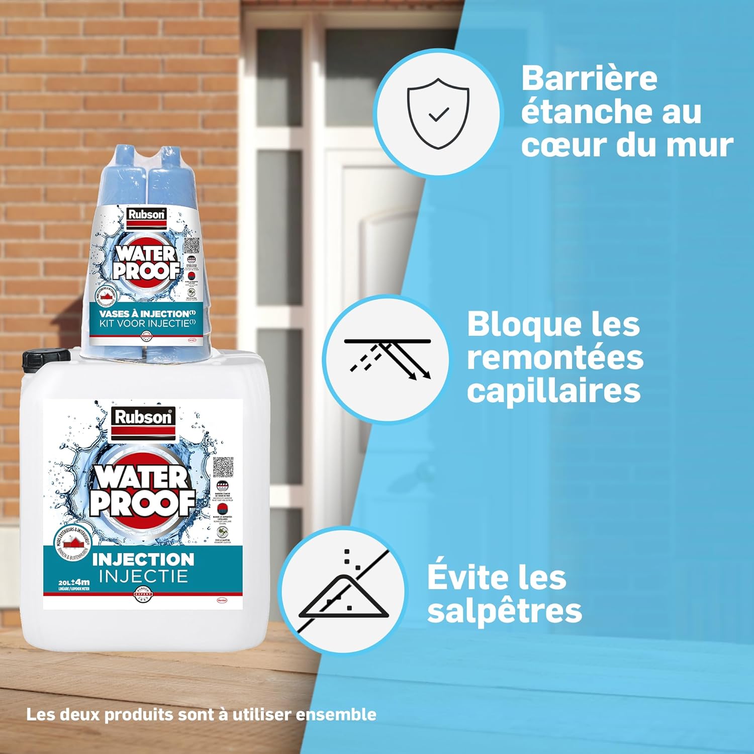 Thumbnail 2 de RUBSON Revêtement Étanchéité par Injection – Kit 6 vases et 6 injecteurs pour murs extérieurs et intérieurs