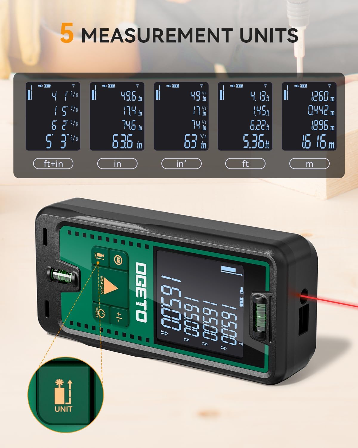 Thumbnail 5 de OGETO Laser Entfernungsmesser 50 m LCD