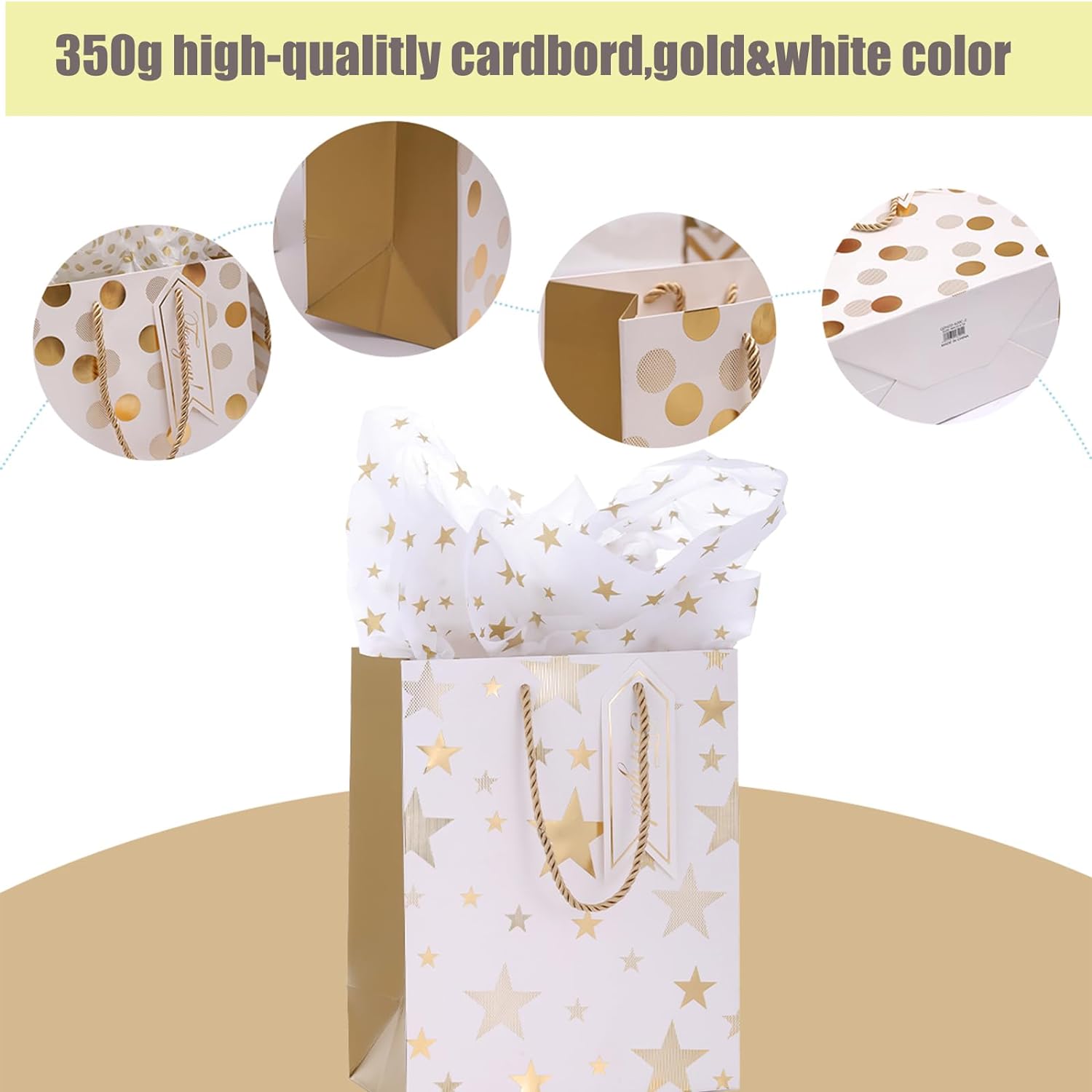 Detalle de Medium Gift Bags with Tissue Paper 12pcs 9