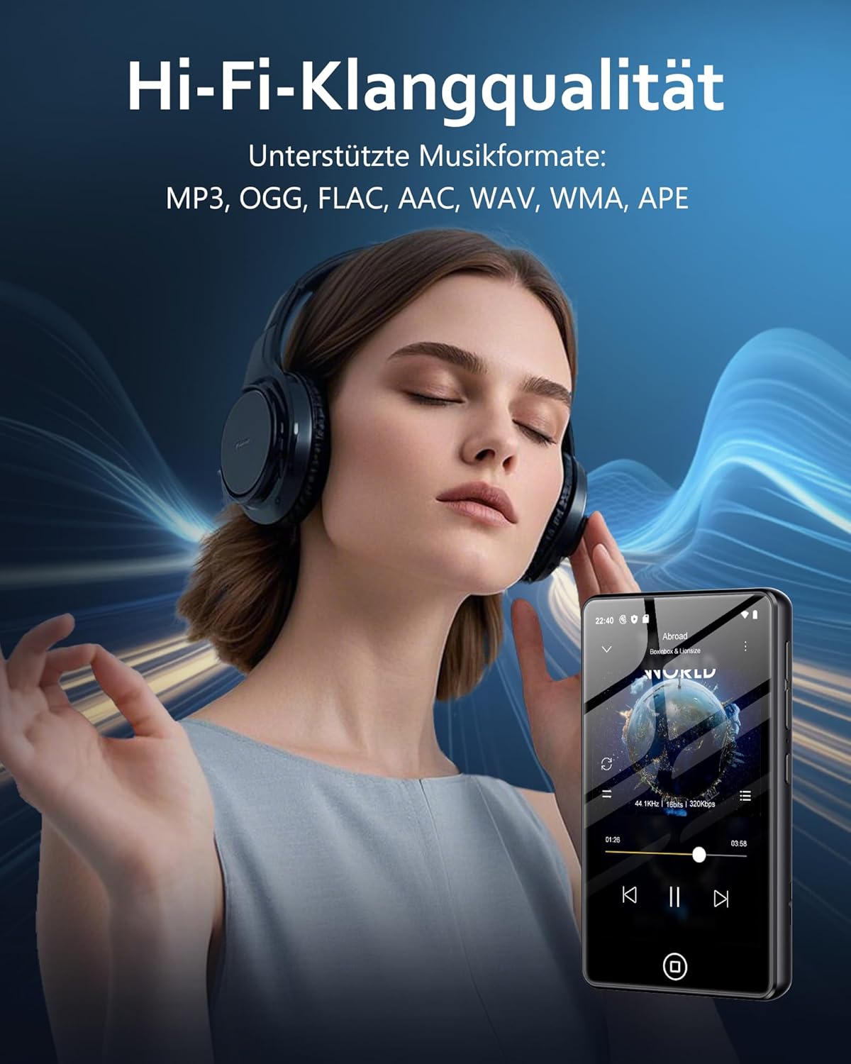 Thumbnail 4 de AGXOV Lettore MP3 Spotify da 144 GB con Bluetooth e WiFi, schermo touch da 4,02" e app integrate