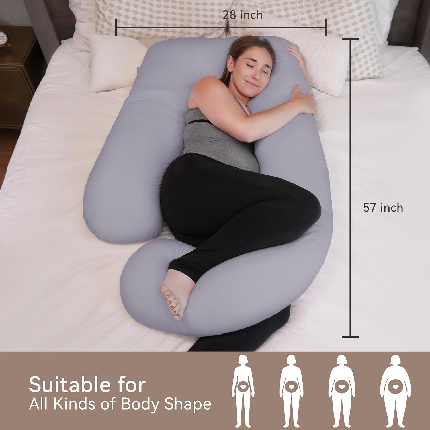 Detalle 2 de PinkFoggie Cooling Pregnancy Pillow 57-inch U-shaped maternity pillow