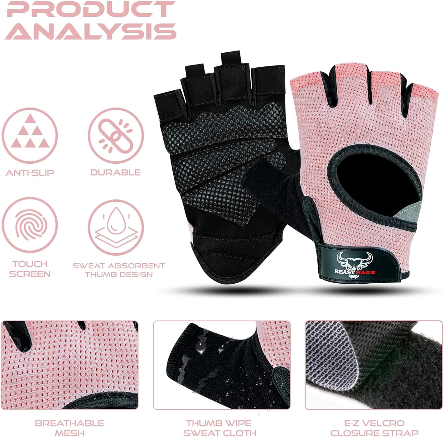 Thumbnail 1 de BEAST RAGE Workout Gloves with Mesh Back