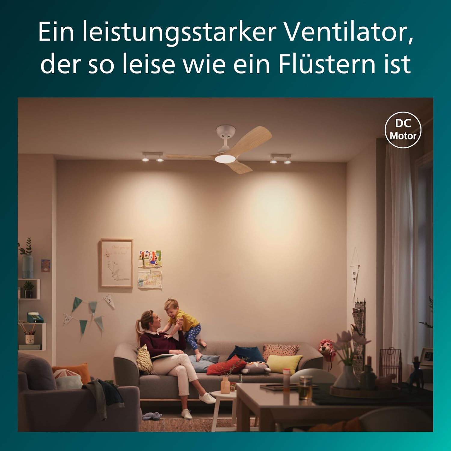 Thumbnail 3 de Philips Olas Deckenventilator mit LED-Leuchte – 106 cm Durchmesser, 3 Flügel, dimmbares Licht