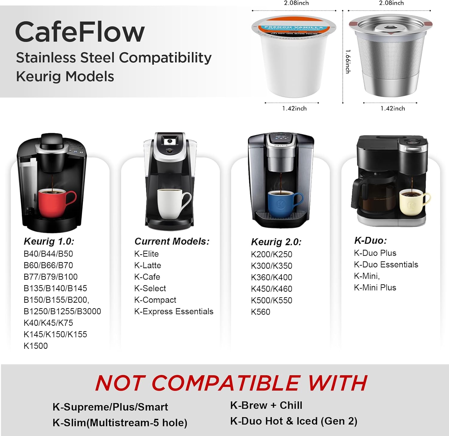 Detalle de Reusable k Cup Coffee Filters: Universal Stainless Steel Refillable K Cups for Keurig 1.0/2.0