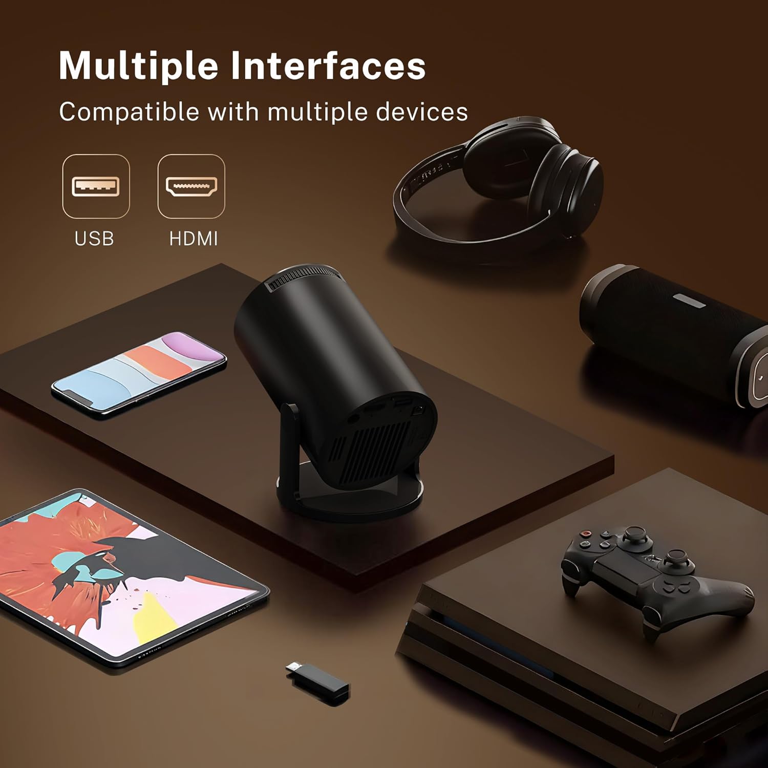 Thumbnail 6 de LYNCAS T OptiBarrel 500 Mini Beamer 4K mit WiFi 6, Bluetooth 5.4 und Android 14