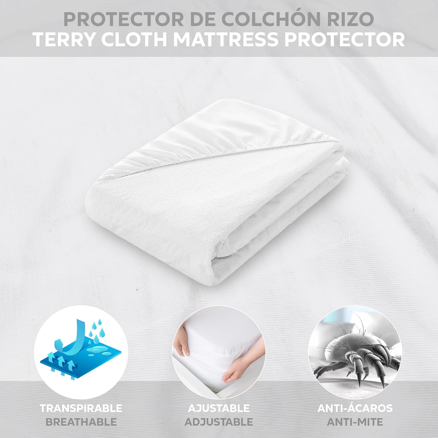 Thumbnail 1 de EasyCosy Coprimaterasso singolo impermeabile 105x200x30 cm con elastico tutto intorno (bianco) certificato OEKO-TEX