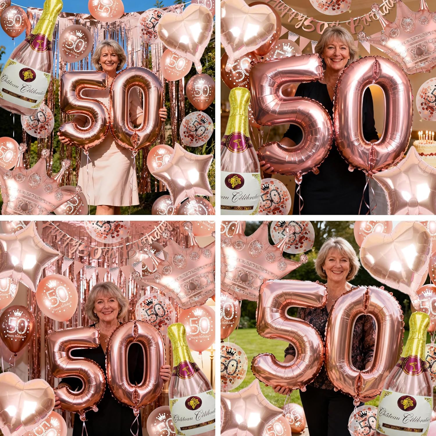 Thumbnail 6 de Rose Gold 50th Birthday Decoration Banner 🎉