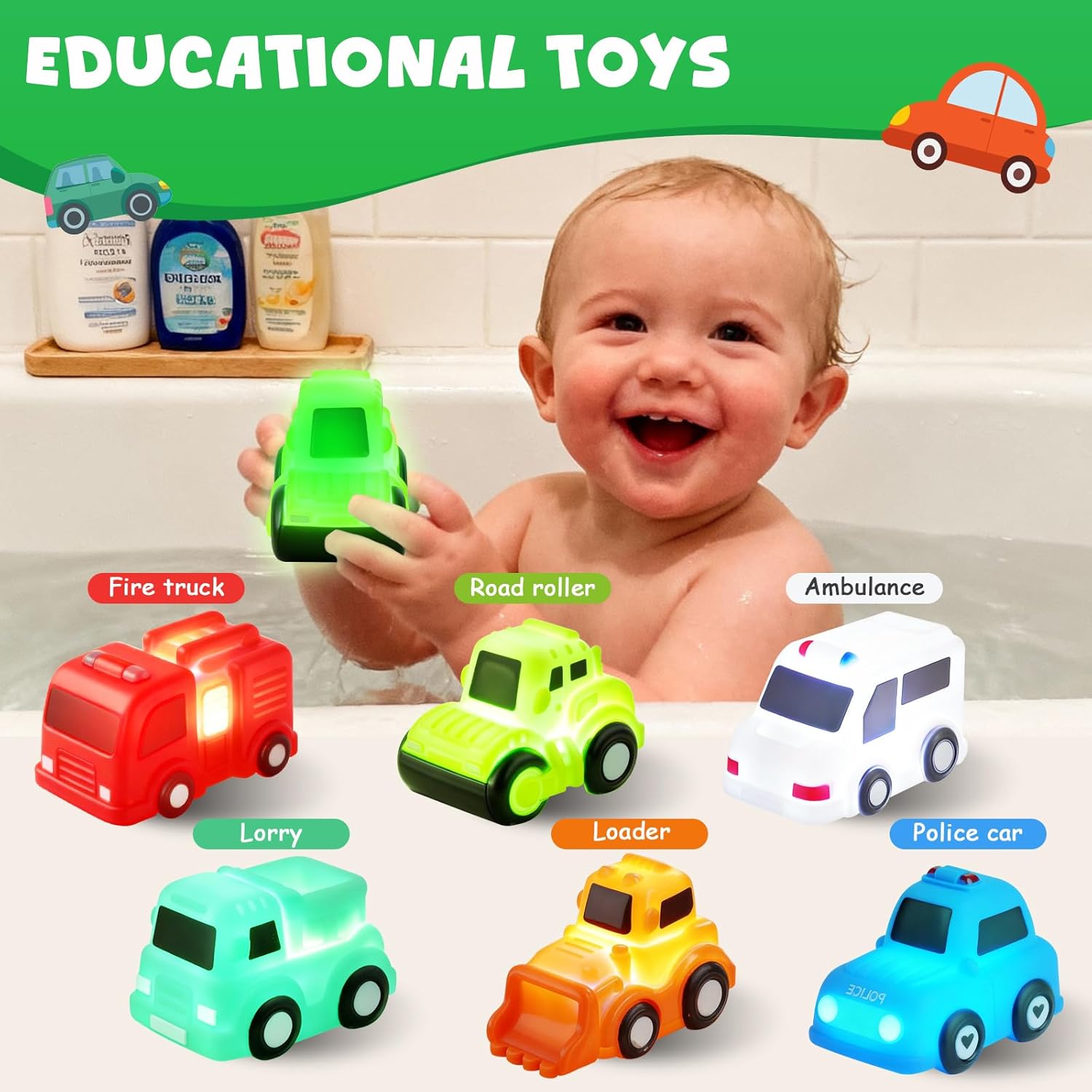 Detalle 2 de JoiTale light up bath toys, 6 pack