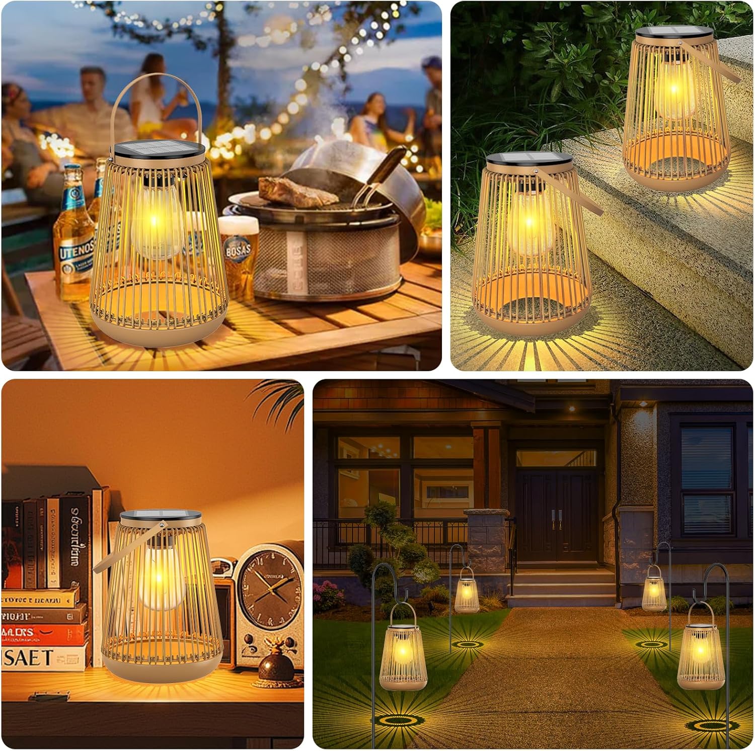 Detalle de KagoLing Solar Lights Outdoor Garden (2 Pack) – Metal Hanging Solar Lanterns, Waterproof IP65