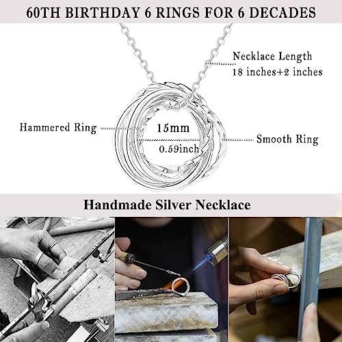 Detalle 2 de PRETOLE 60th Birthday Interlocking Circles Necklace in Sterling Silver