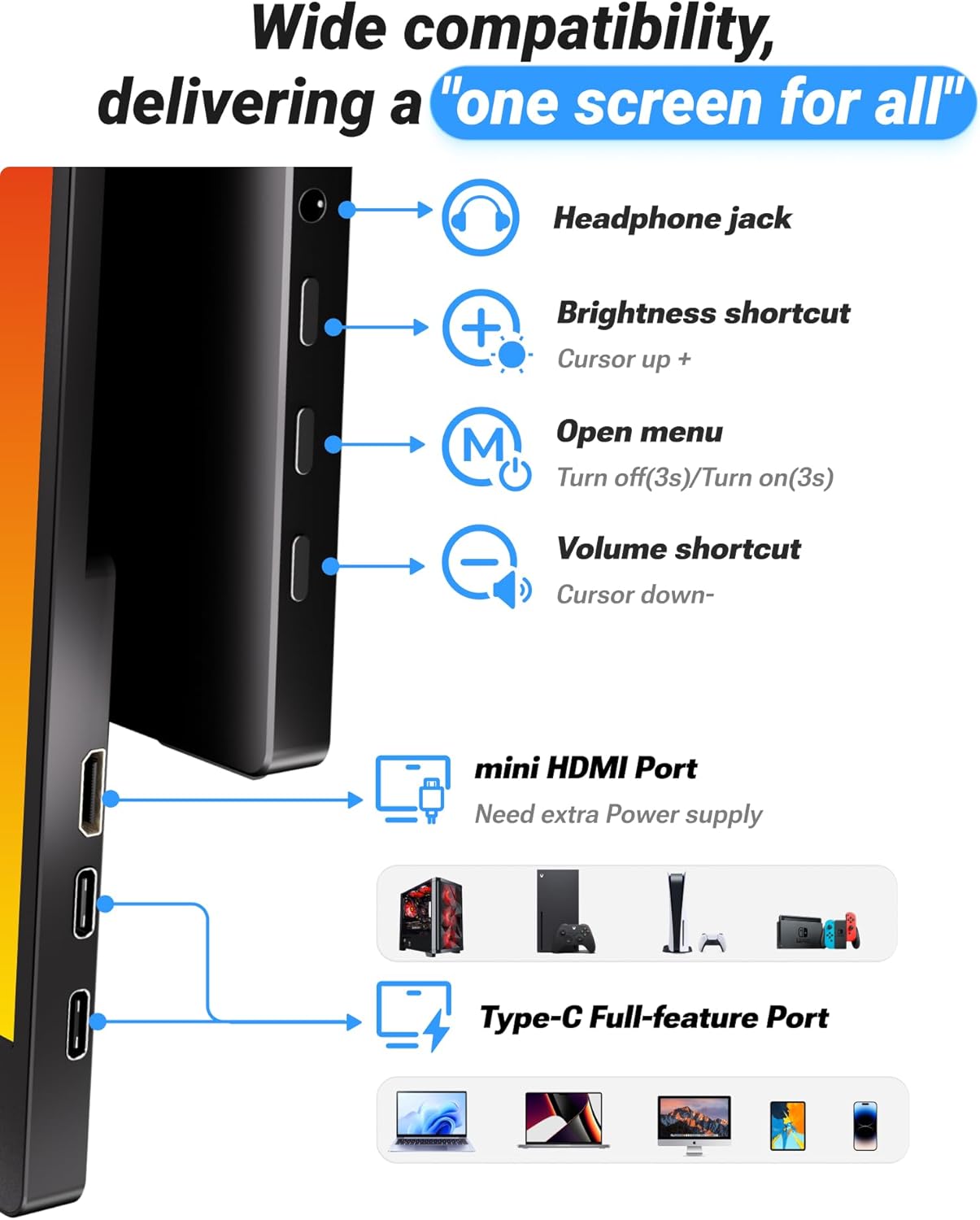 Detalle 2 de Ingnok Portable Monitor 15.6 Inch Ultra Slim