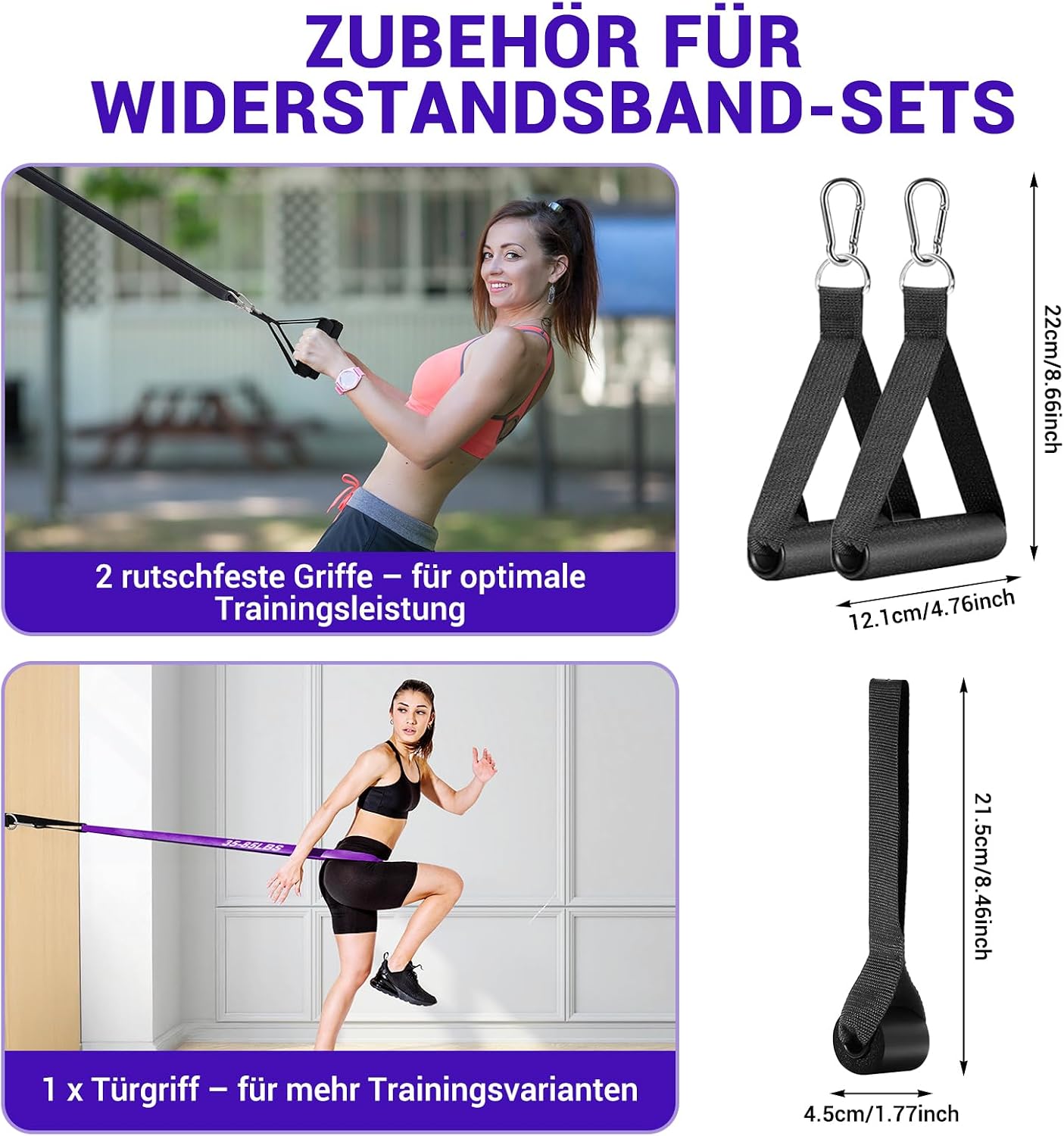 Detalle de Widerstandsbänder Set mit Türanker und Handgriffen – Trainings-Gummibänder für Krafttraining & Rehabilitation