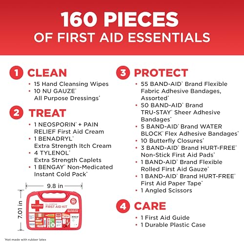 Detalle de BAND-AID Brand All-Purpose Portable Compact First Aid Kit, 160 Piece