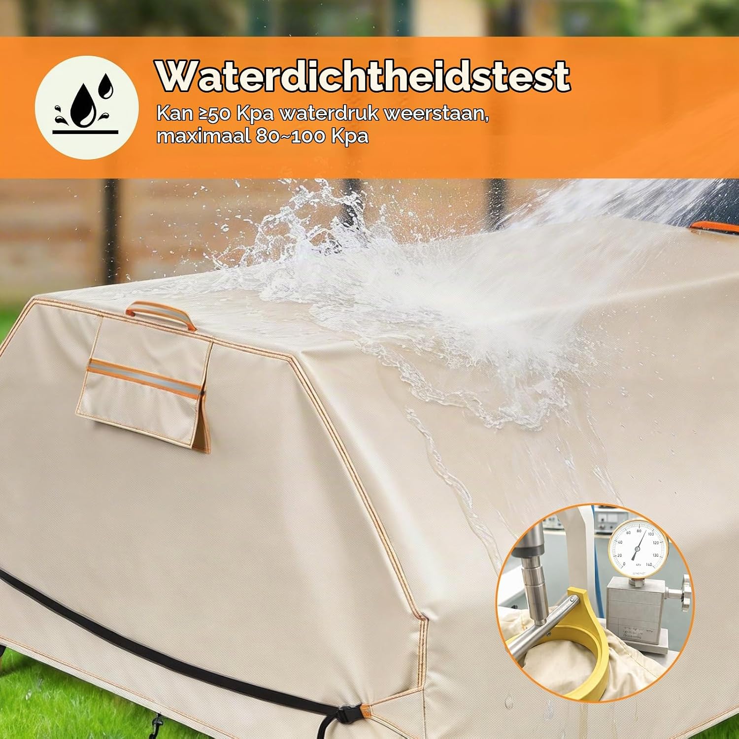 Detalle de GARPROVM picknicktafelhoes 193 x 157 x 76 cm van 420D Oxford, waterdicht