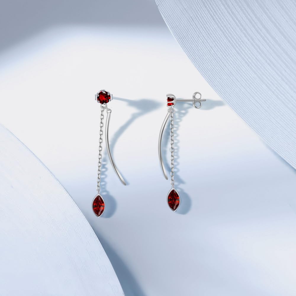 Thumbnail 3 de PHNIBIRD Boucles d'oreilles en argent 925 avec pierre de naissance – clé de voûte d’élégance pour femme