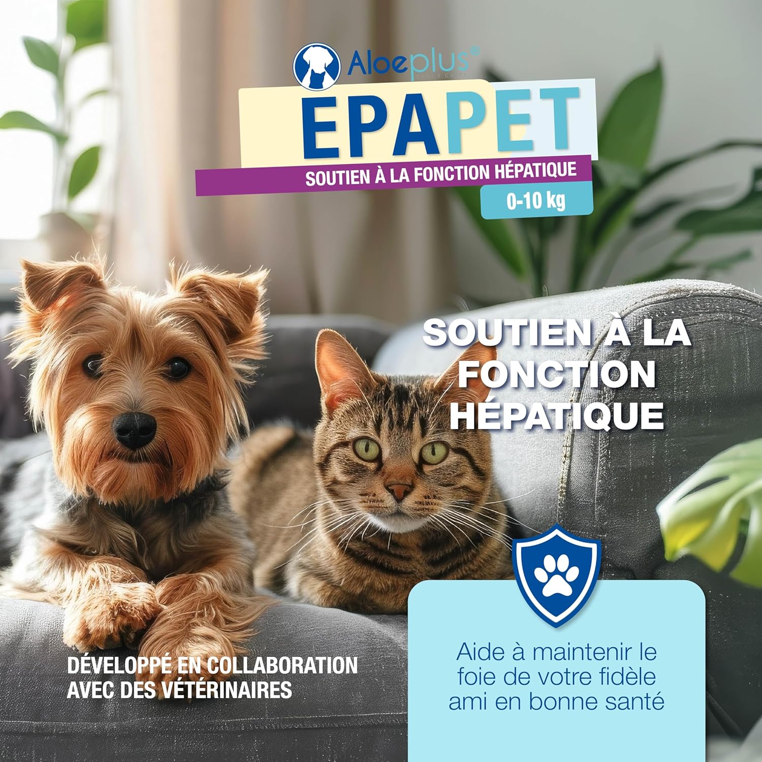 Detalle de ALOEPLUS EpaPet - Complément naturel en capsules pour le foie des chiens et chats de petite taille (0-10 kg) avec chardon-Marie, bétaïne et vitamines