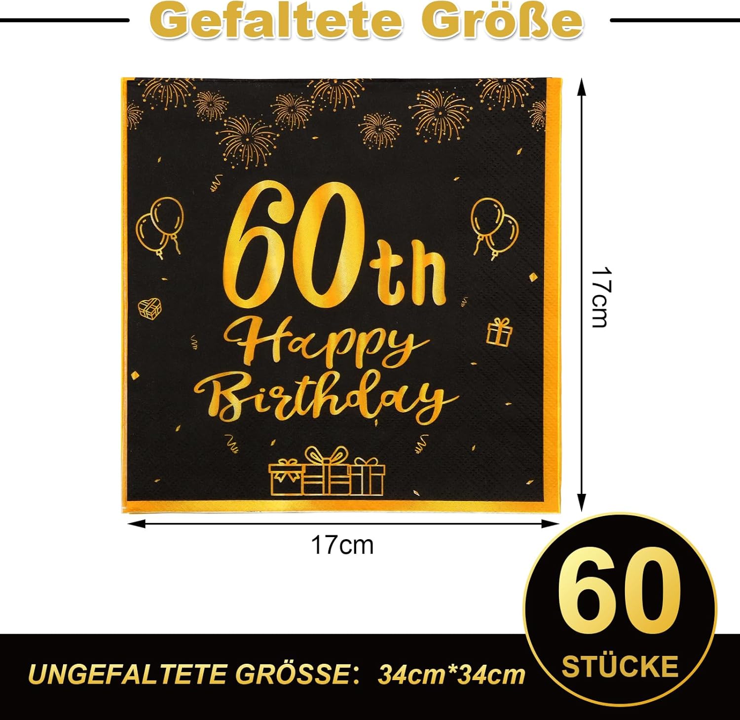 Thumbnail 1 de ZYNERY 60 Stück Servietten schwarz-gold 🍽️