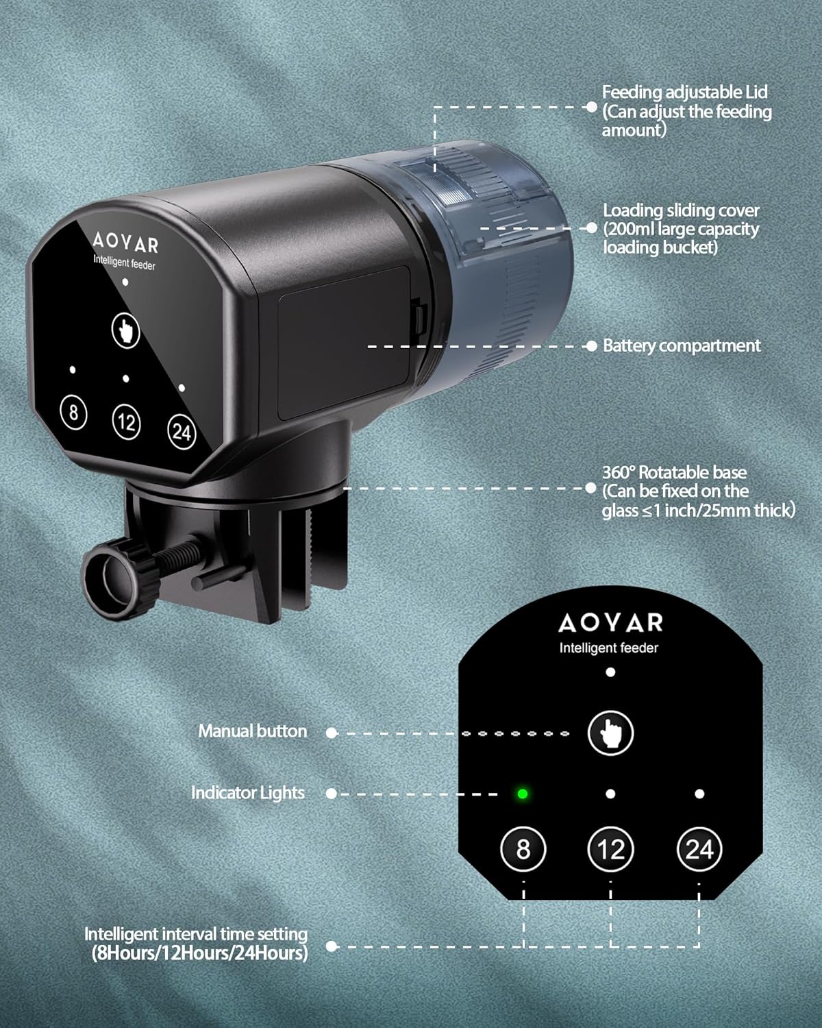 Thumbnail 6 de Automatic Fish Feeder Dispenser for Aquarium 200ml