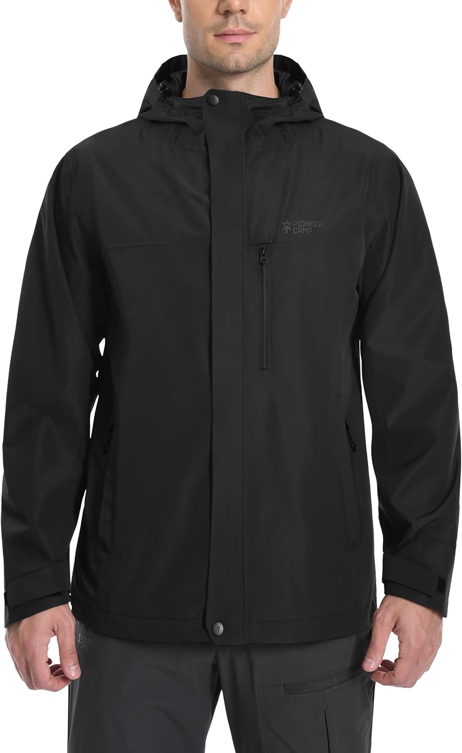Detalle de Pioneer Camp Herren Regenjacke – wasserdicht & atmungsaktiv mit Kapuze, 4 Taschen