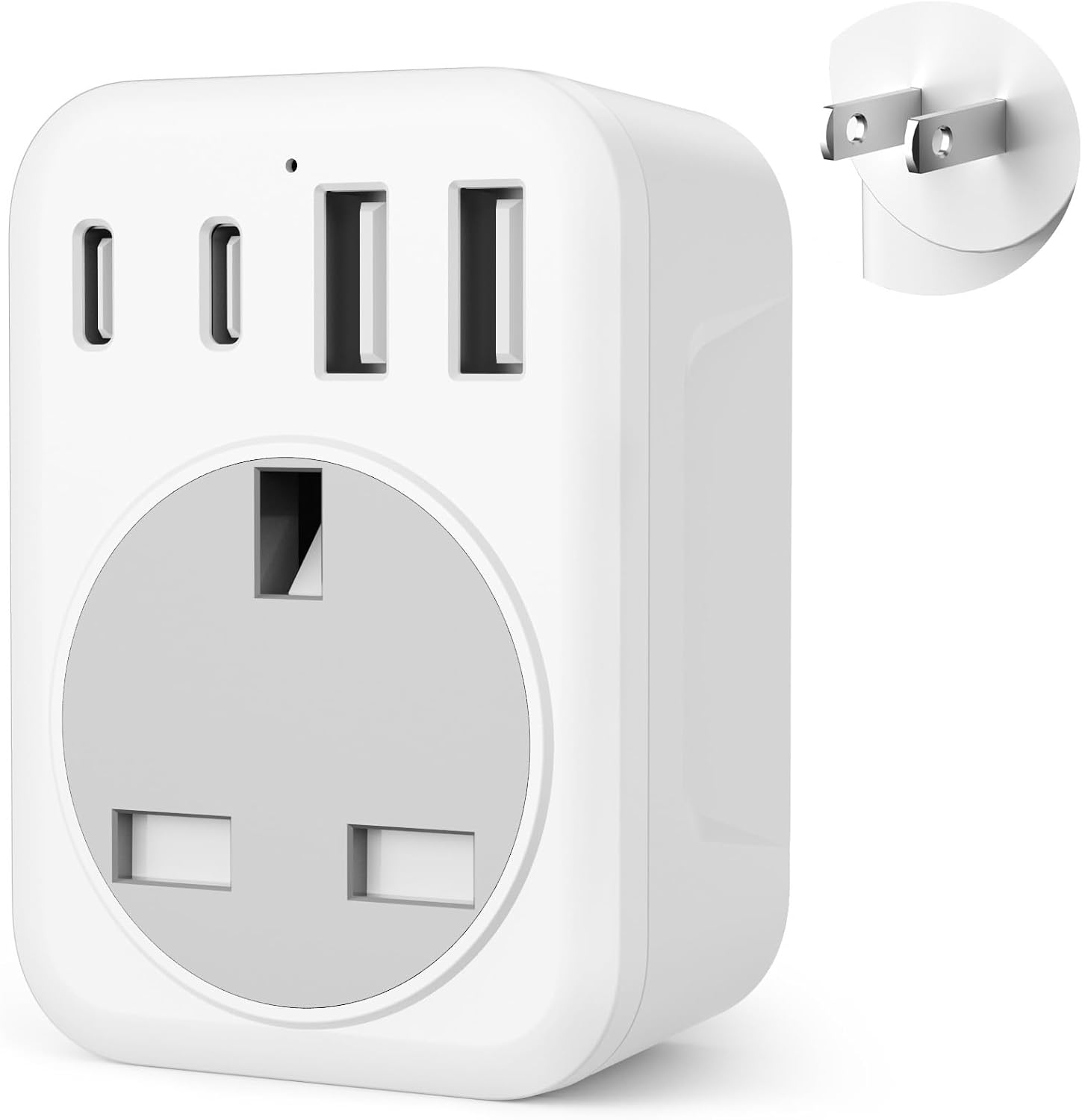 Detalle de 5 in 1 UK to Japan Travel Adapter with 2 USB-C and 2 USB-A Ports, 1 AC Outlet (100V-240V) – Type G to Type A