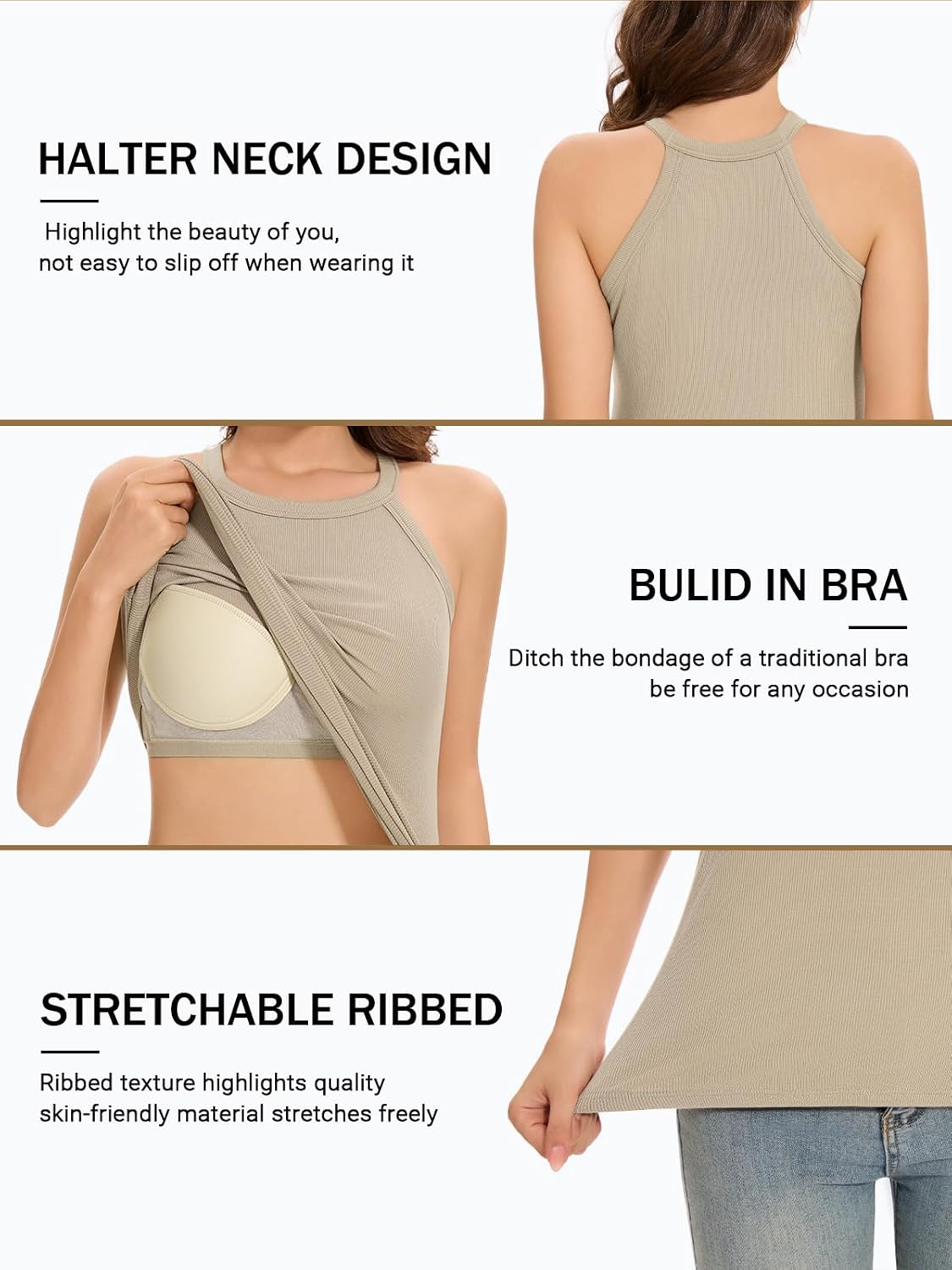 Detalle 1 de Vislivin Halter Tank Top, Ribbed