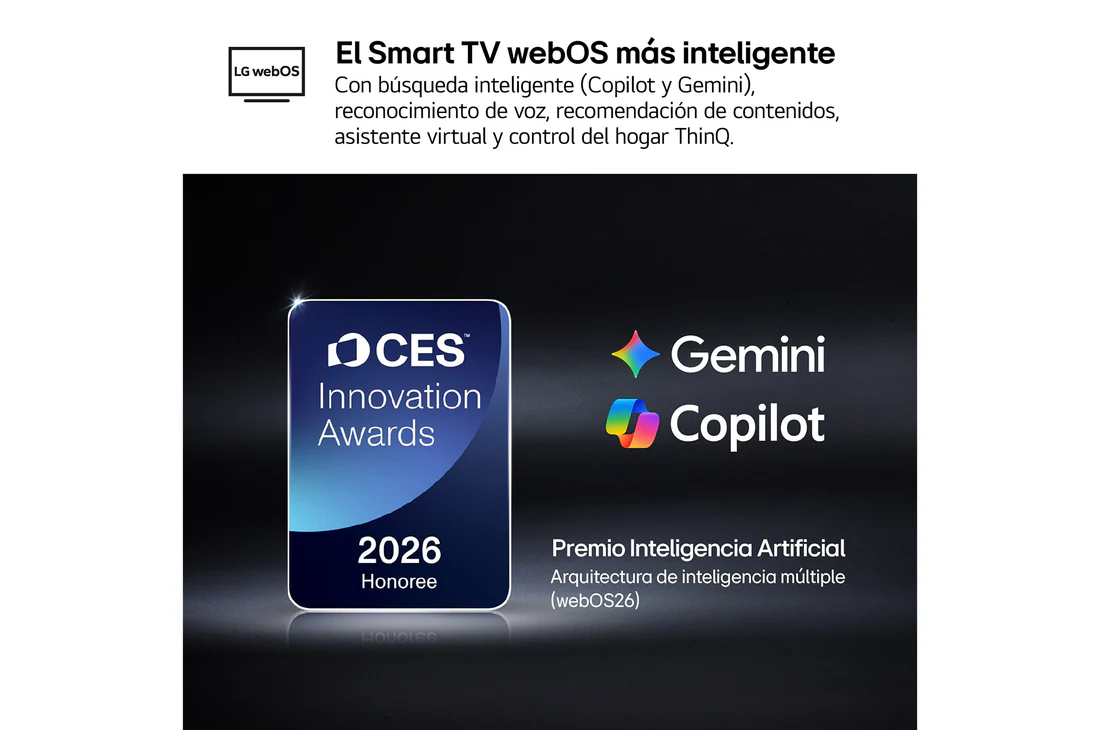 Detalle de LG QNED81 75QNED81B6A: Smart TV QNED evo MiniLED 75" 4K (2026) con webOS y Copilot