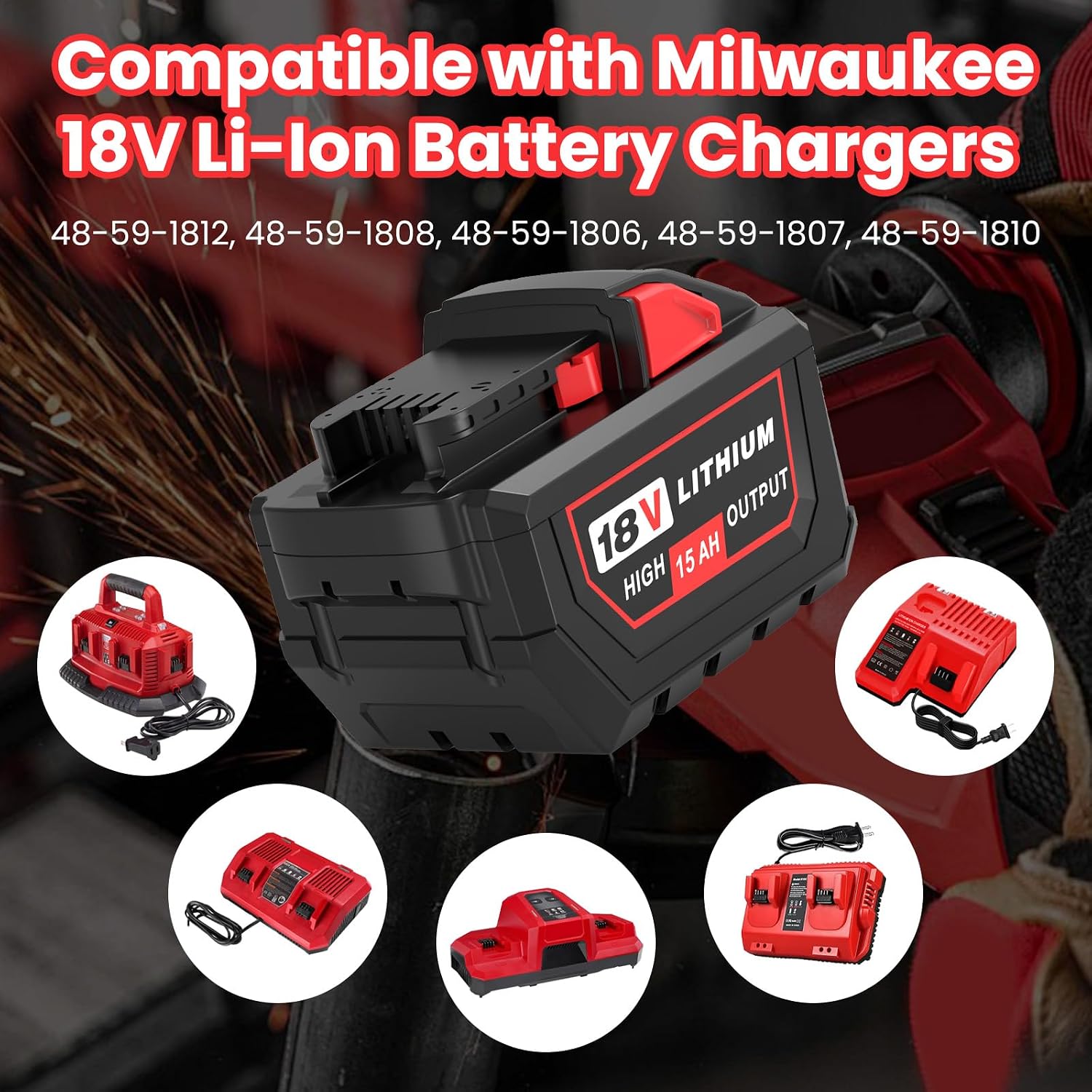 Thumbnail 5 de TUKOPK 48-11-1862 18V Replacement Battery 2-Pack, 15.0Ah Lithium-Ion
