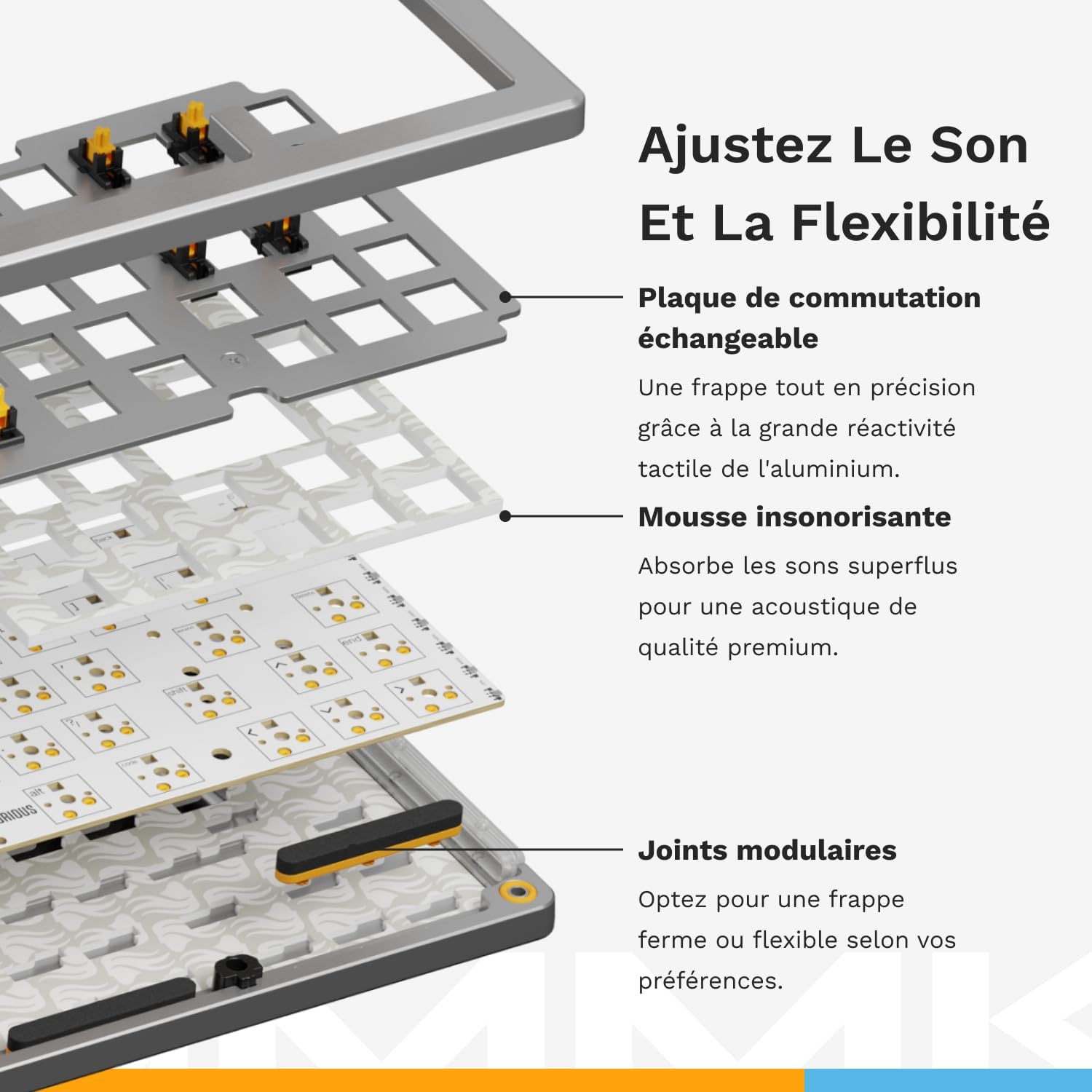 Thumbnail 4 de GLORIOUS GMMK 3 Pro (TKL 75%) clavier mécanique hot swap MX, châssis en aluminium et joints modulaires