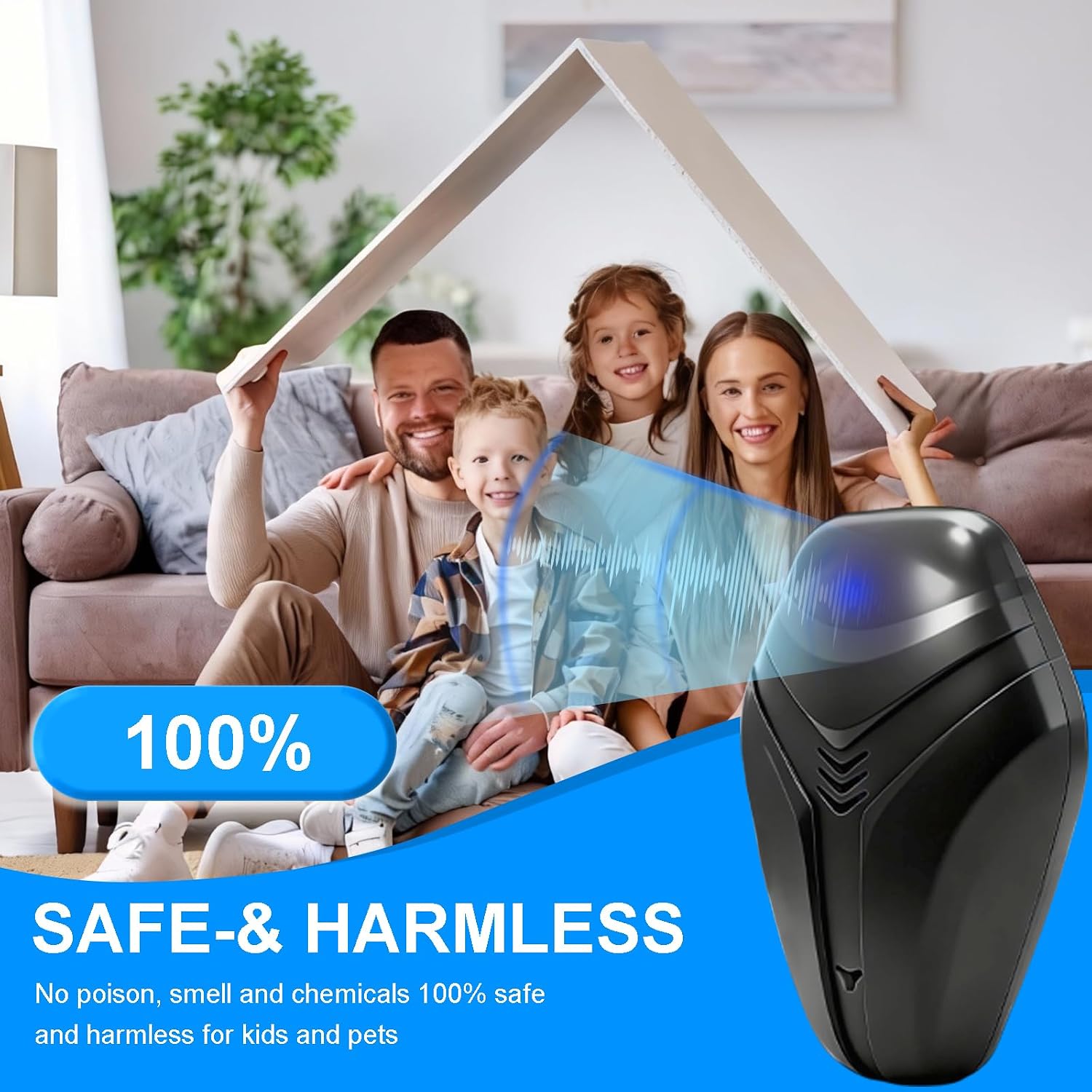 Thumbnail 5 de Ultrasonic Pest Repeller 6‑pc Black