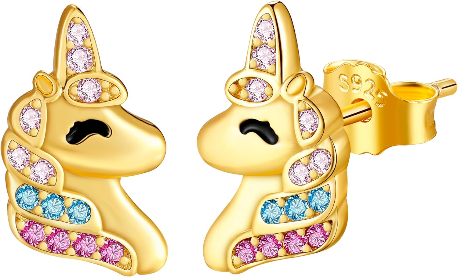 Detalle de J.MUEN 925 Sterling Silber Ohrstecker mit Zirkonia – hypoallergen, Nickelfrei für Mädchen & Damen