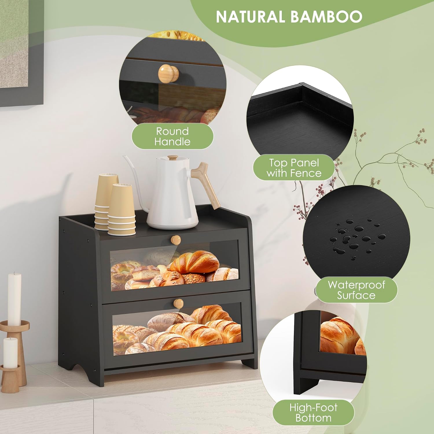 Detalle de JANSNIMEN Double Layer Bread Box 15.7