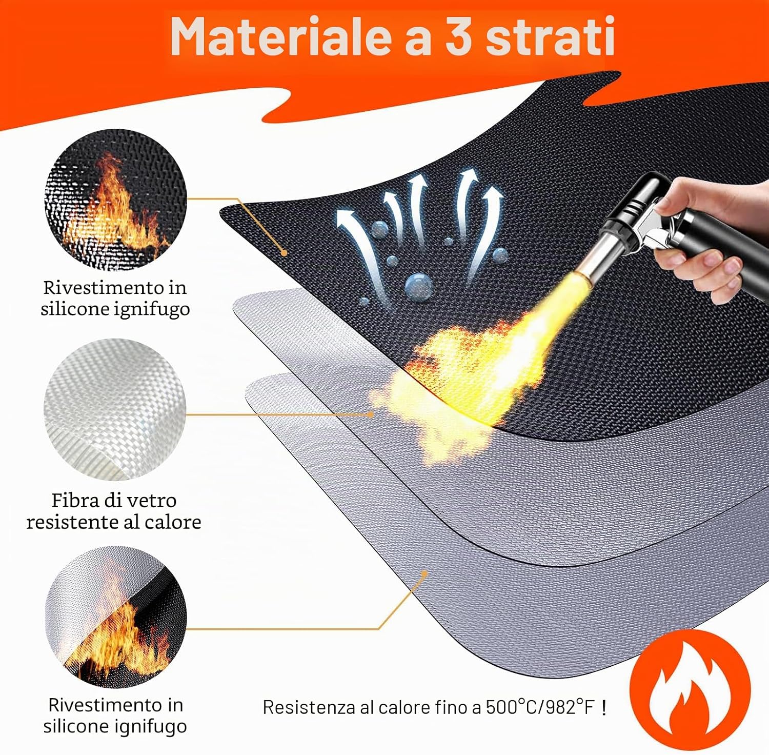 Thumbnail 4 de Alckijy Tappetino ignifugo 100×150 cm: protezione anticalore pieghevole per barbecue, pavimenti e outdoor