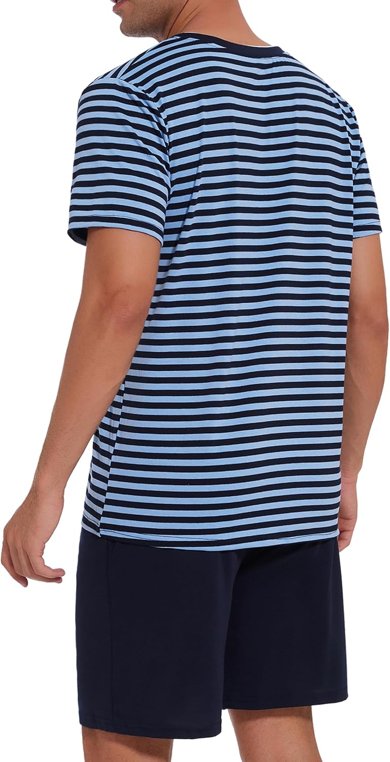 Thumbnail 3 de Leversic Herren-Schlafanzug kurz aus Baumwolle mit Kontraststreifen-Design – Sommer-Pyjama Set