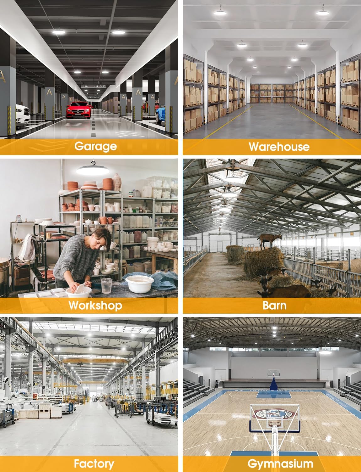 Thumbnail 6 de WILLGOTOP LED High Bay Lights, 150W UFO Shop Lights, 6500K, IP66, 4-Pack