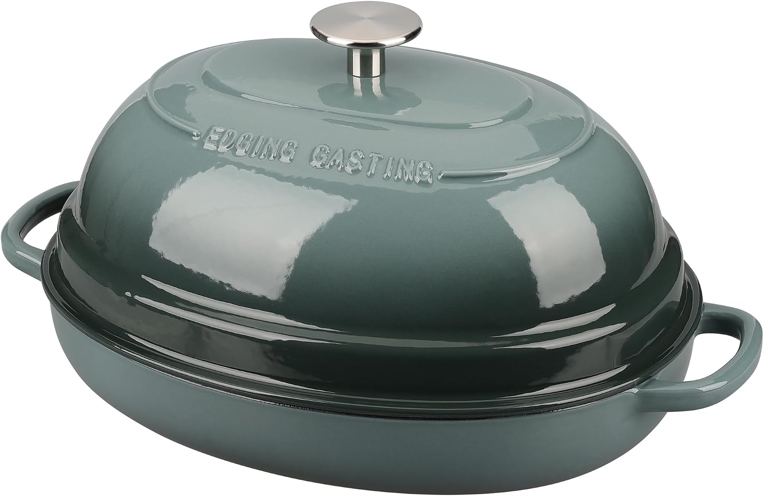 Thumbnail 6 de EDGING CASTING Enameled Oval Cast Iron Dutch Oven Bread Pot, 6QT (Lake Blue)