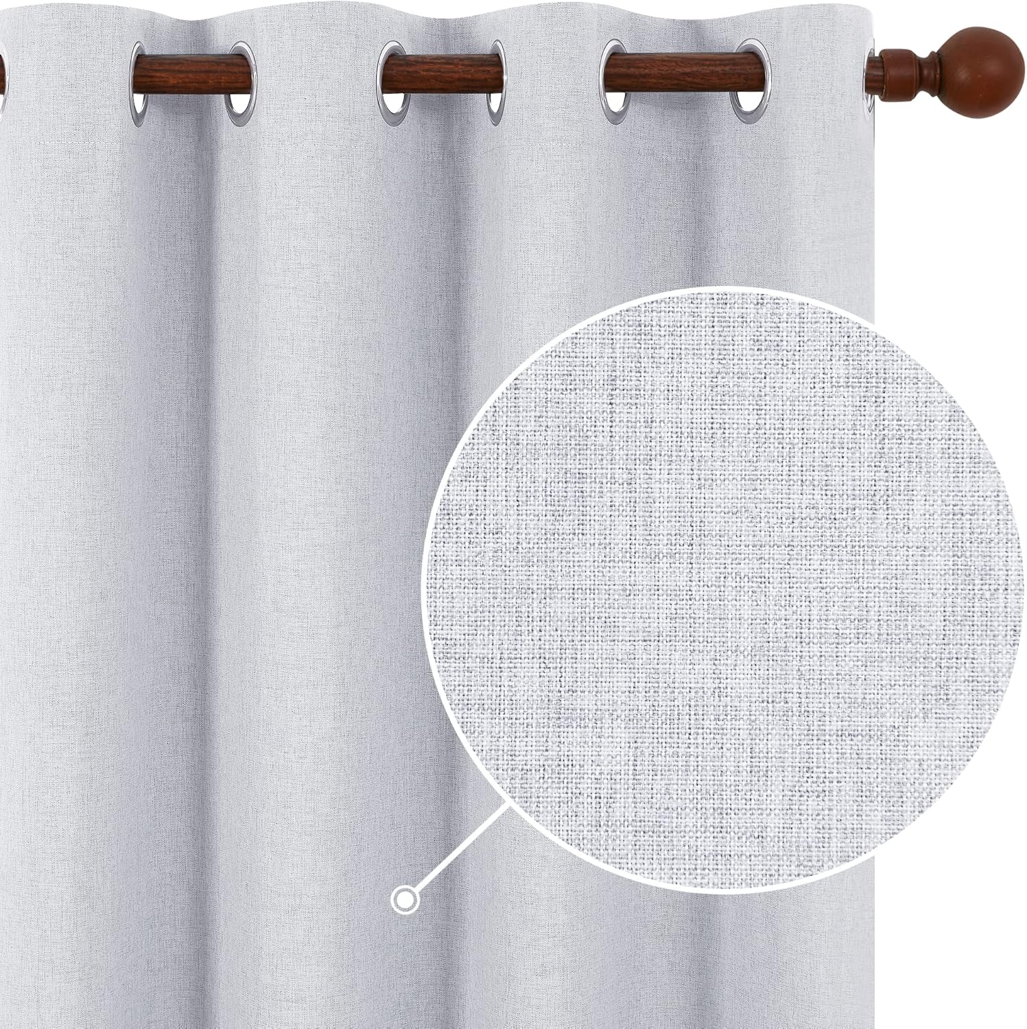 Thumbnail 1 de Deconovo Total Blackout Curtains Long Faux Linen – Grey, W52 x L95 Inch (One Pair)