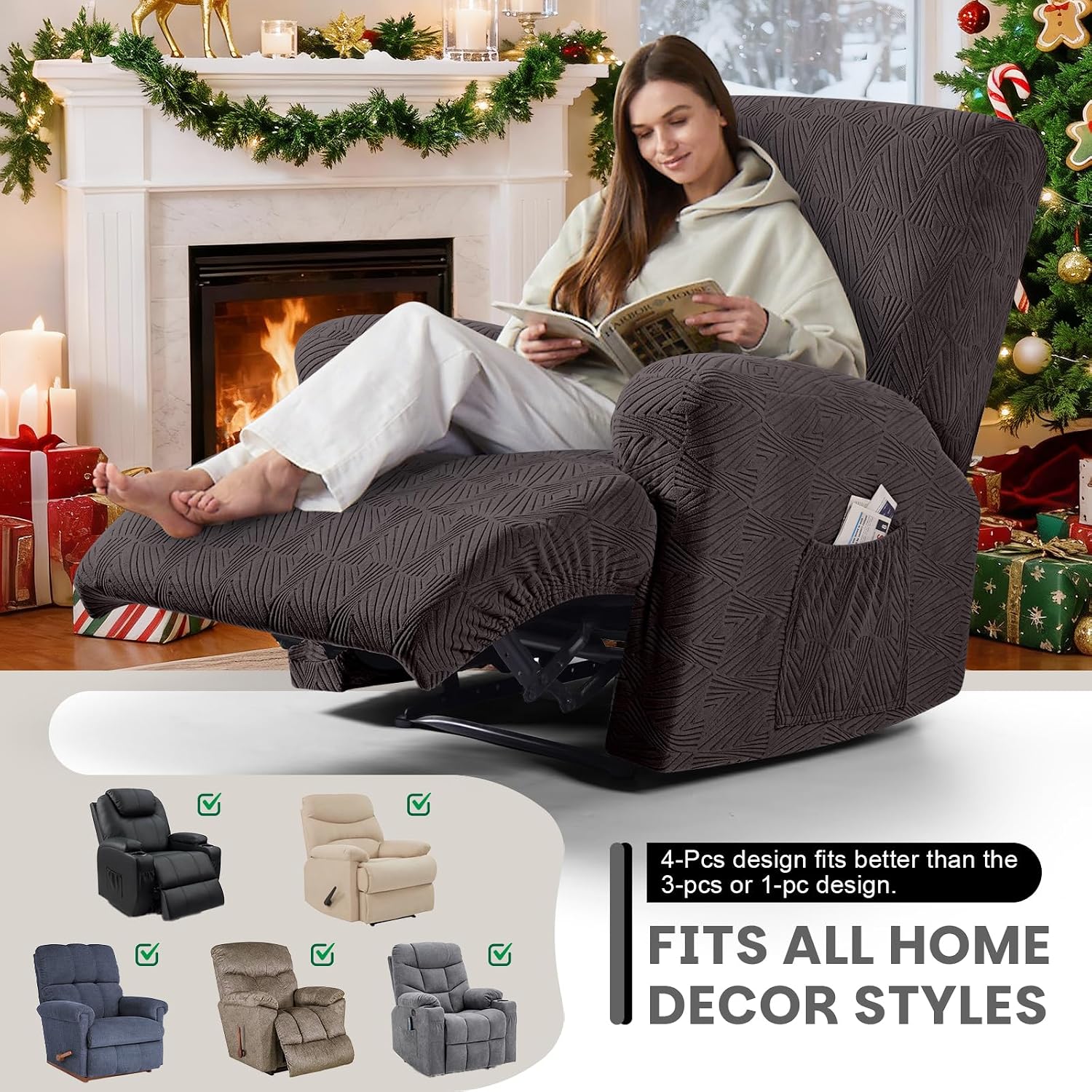 Detalle de VANSOFY Recliner Chair Cover, 4-Piece