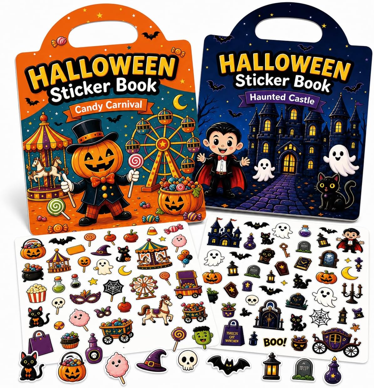 Detalle de Tailano Bookss00a Reusable Halloween Sticker Books, 2-Pack with 89 PVC Stickers