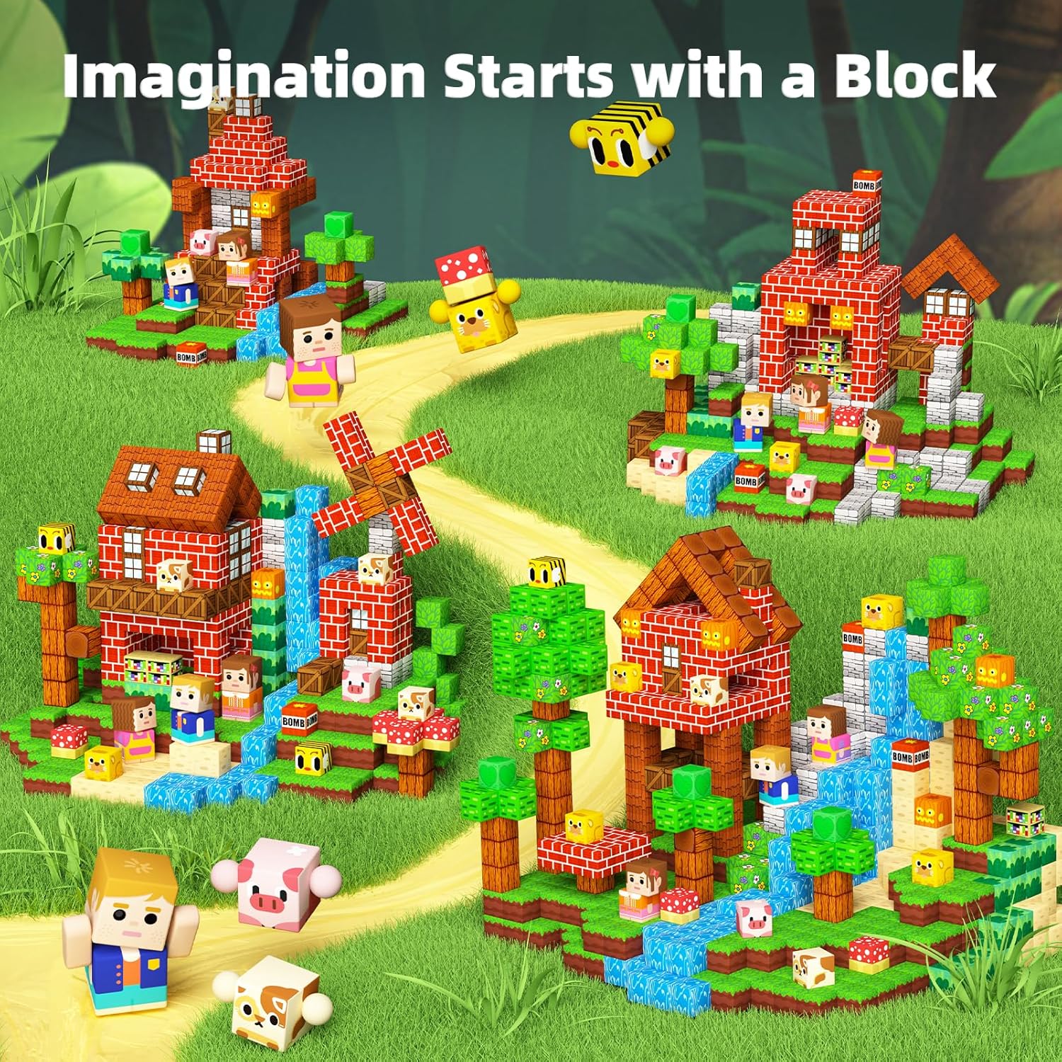 Thumbnail 1 de KIDCHEER 100 PCS Magnetic Blocks Forest Adventure building set (ages 3+)