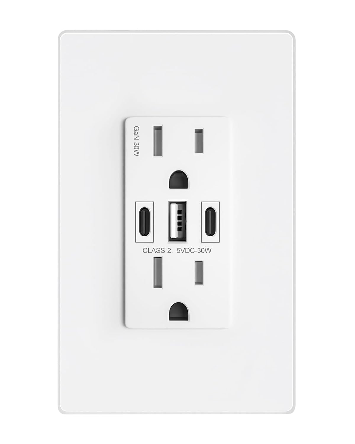 Detalle de ABBOTECH 15A30W2C1A USB Wall Outlet, 30W GaN, 3 USB Ports