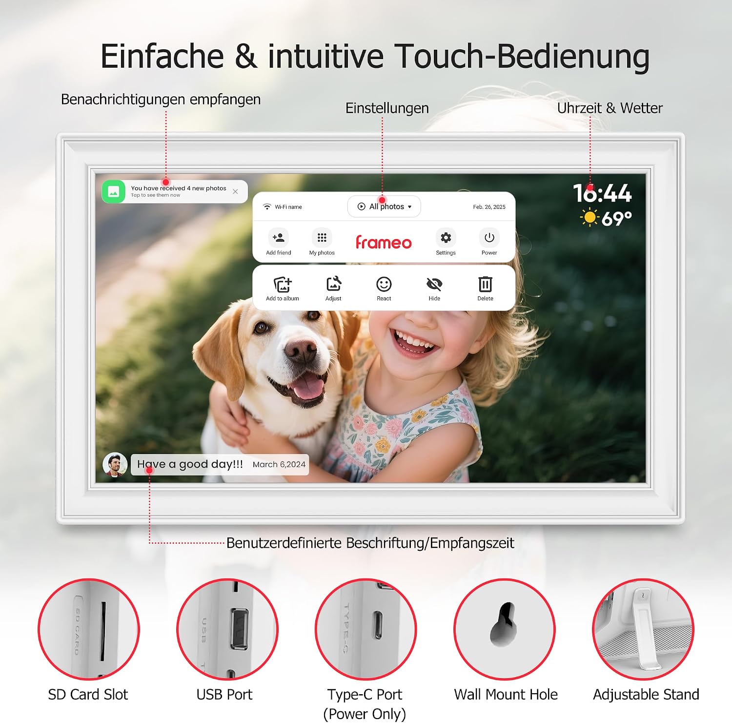 Thumbnail 6 de 64GB FRAMEO 15,6 Zoll Digitaler Bilderrahmen von Yalilia – FHD IPS Touchscreen, Auto Rotation