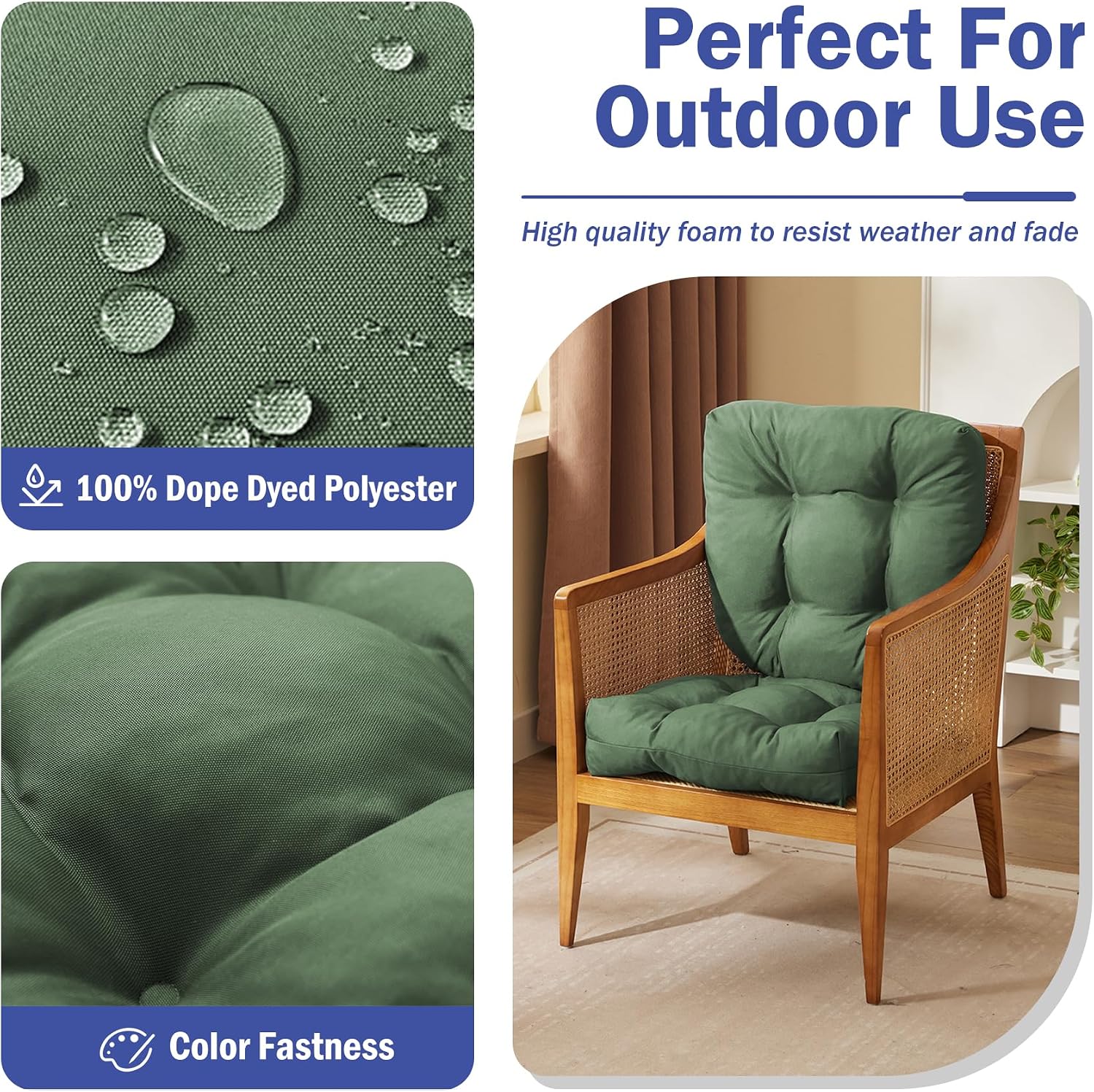 Detalle 2 de IPYNBAP Outdoor Chair Cushions 17x17+4”