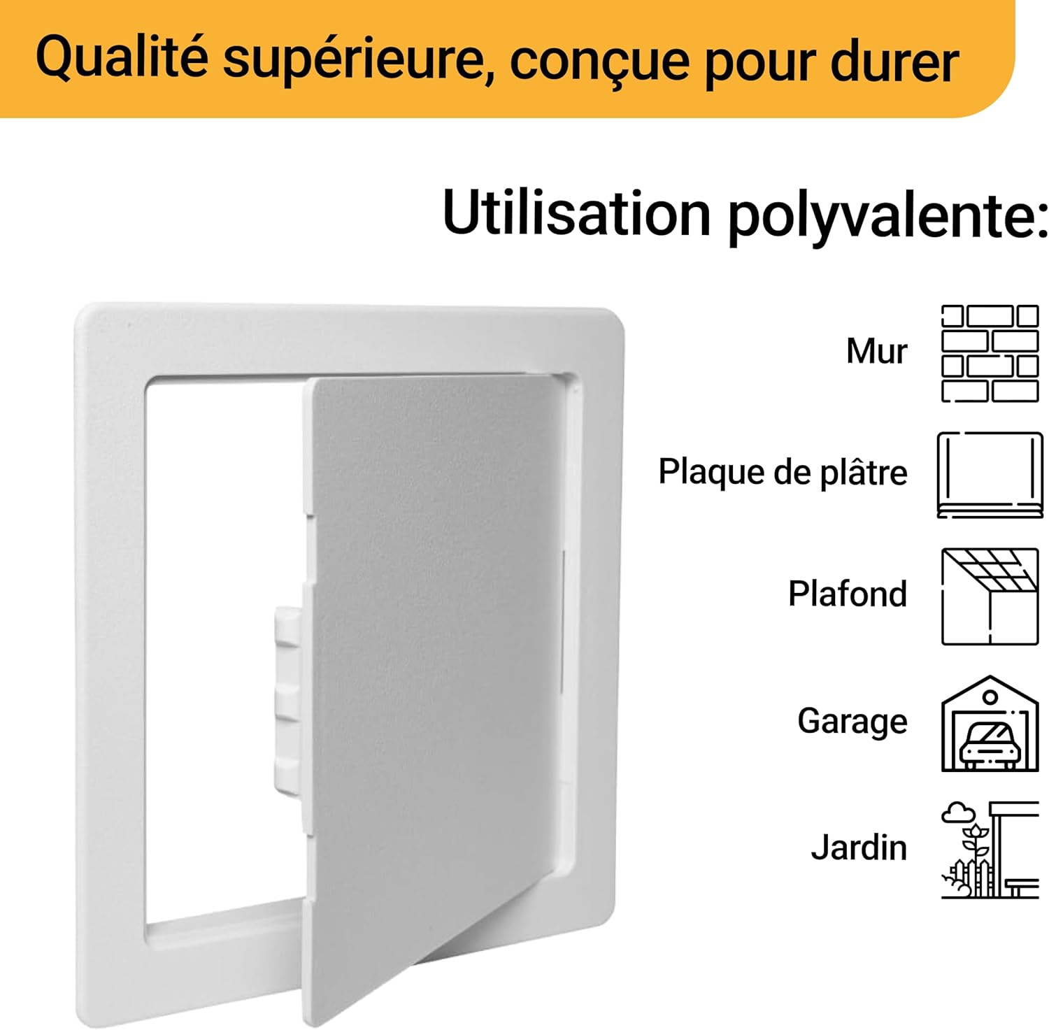 Detalle 2 de Trappe de visite plafond 150x150 mm – Lot de 2 (accès compteur d’eau, boîtes à fusibles et câbles)