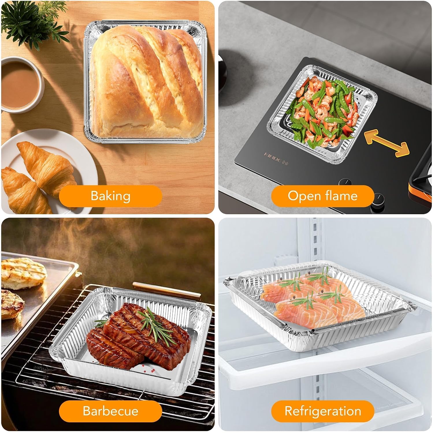 Thumbnail 6 de Benestanti 40 Pack 8x8 Inch Aluminum Pans with Clear Lids