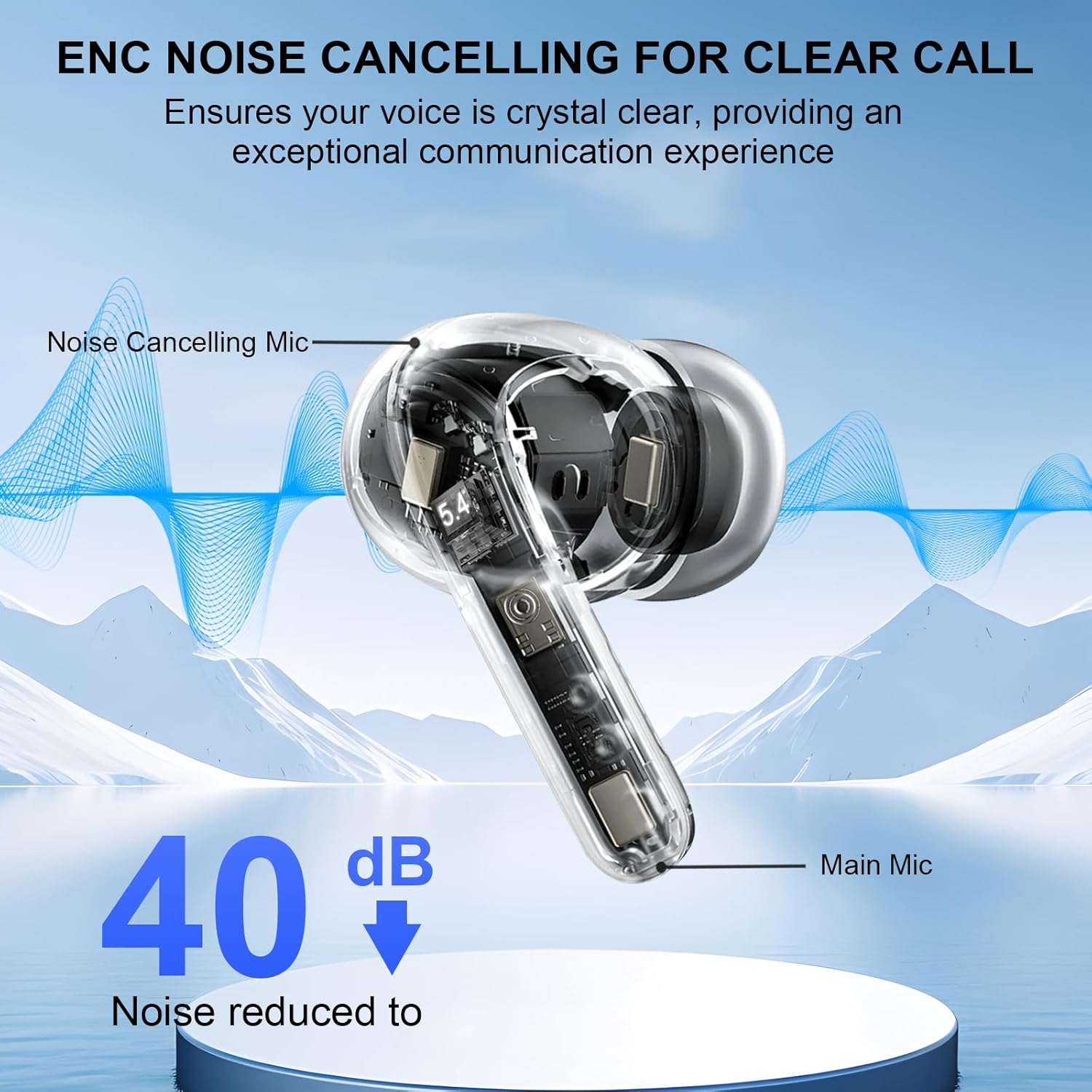 Thumbnail 3 de Wireless Earbuds Bluetooth 5.4 in-ear headphones with 4-mic ENC, deep bass and IP7 waterproof, 48H playtime (USB-C)