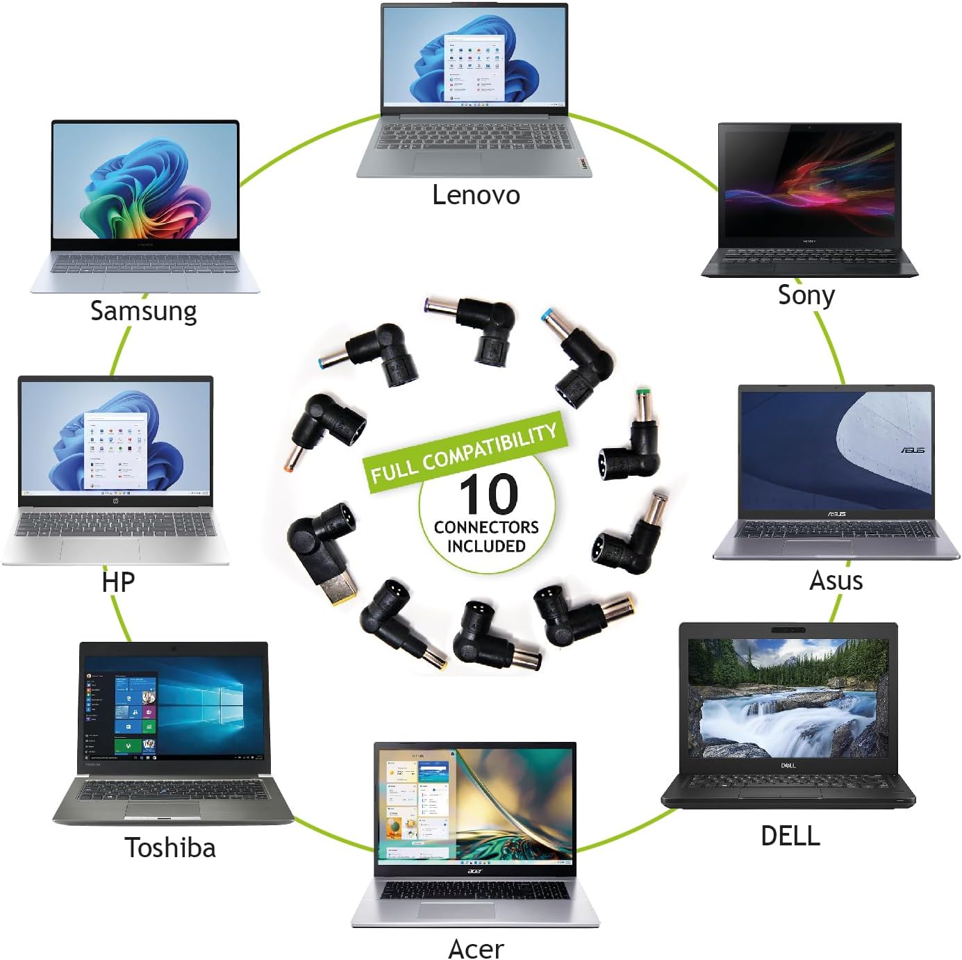Thumbnail 6 de Tecnoware Power Systems caricatore universale 95W per notebook con 10 connettori (protezione contro sbalzi), nero