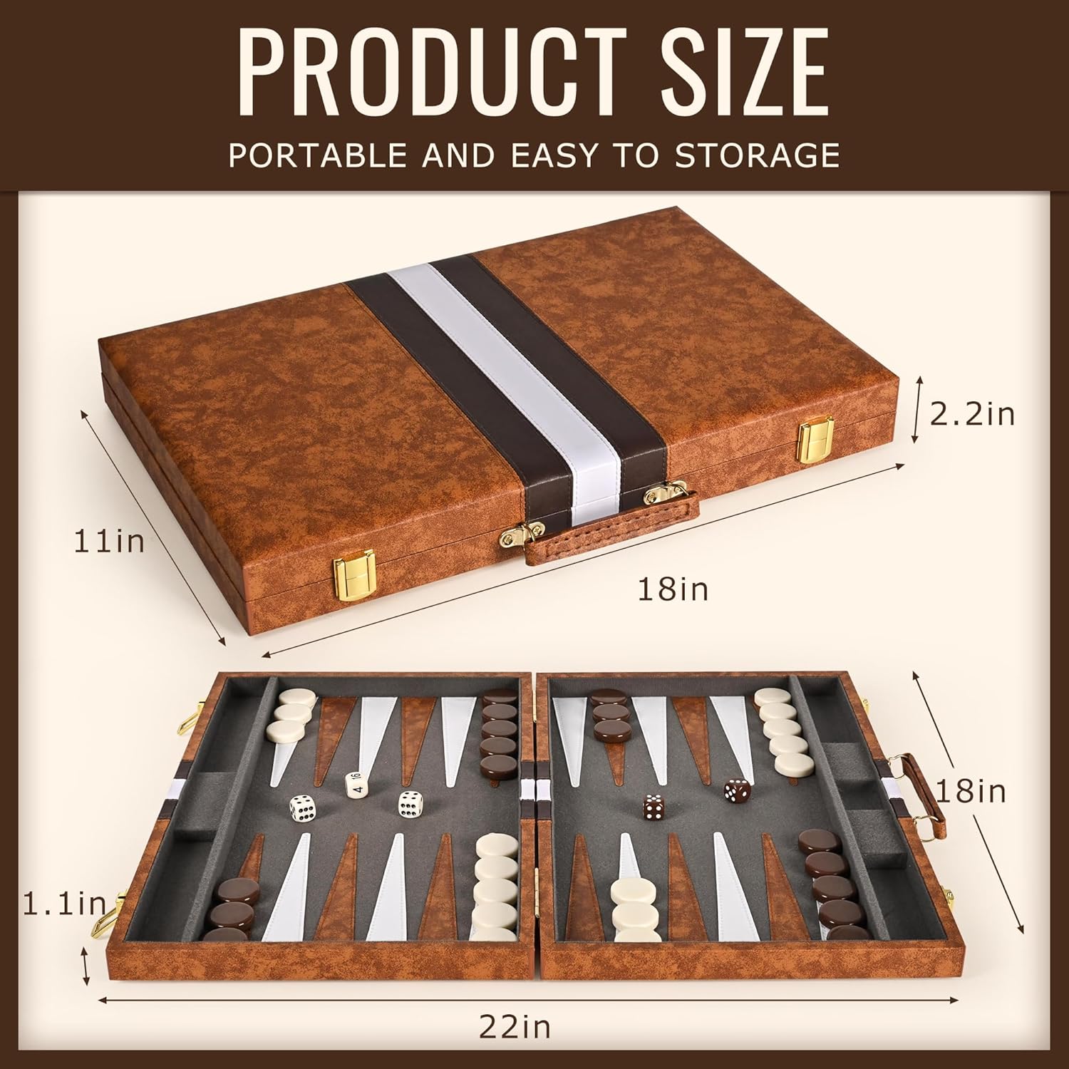 Thumbnail 2 de ropoda Backgammon Board Game Set (18 Inches) with Premium Leather Case