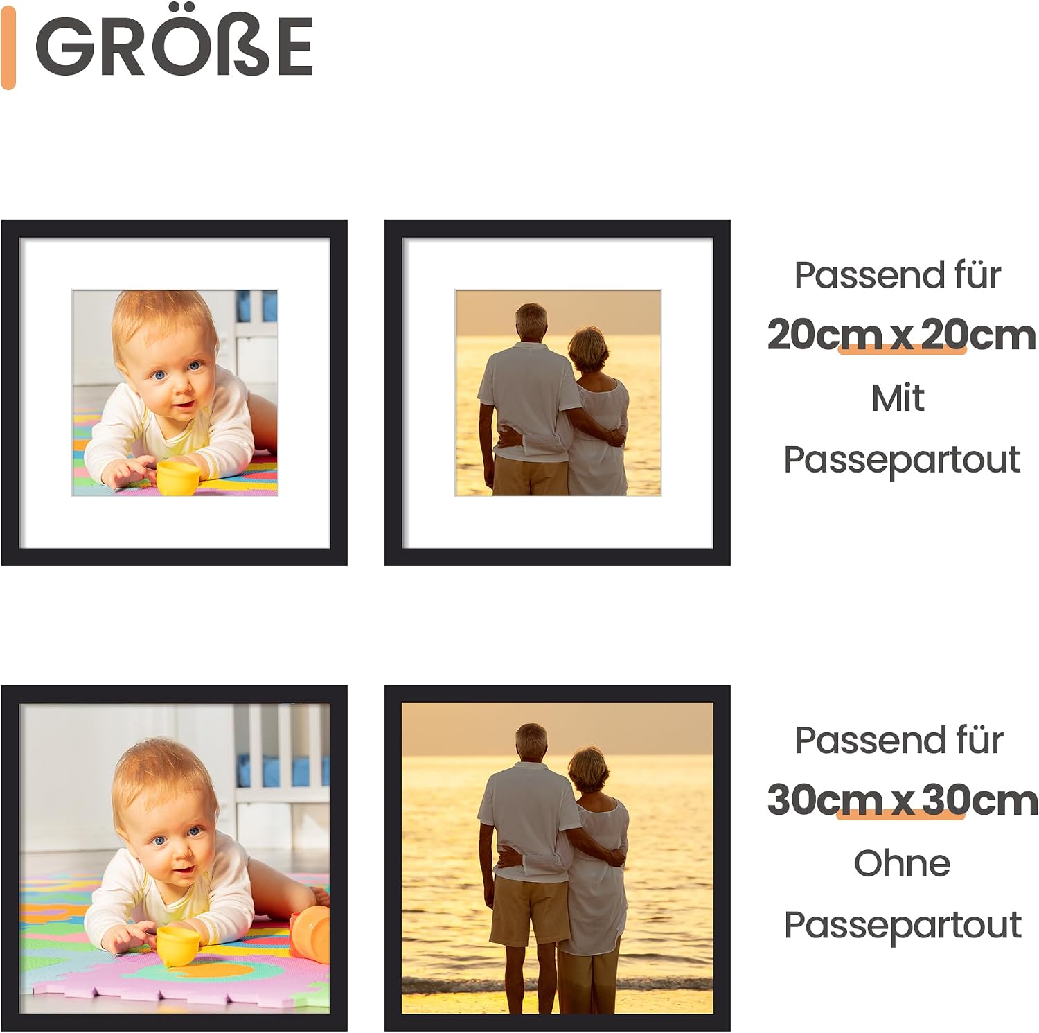 Detalle de upsimples 3er Set Bilderrahmen 30x30 cm
