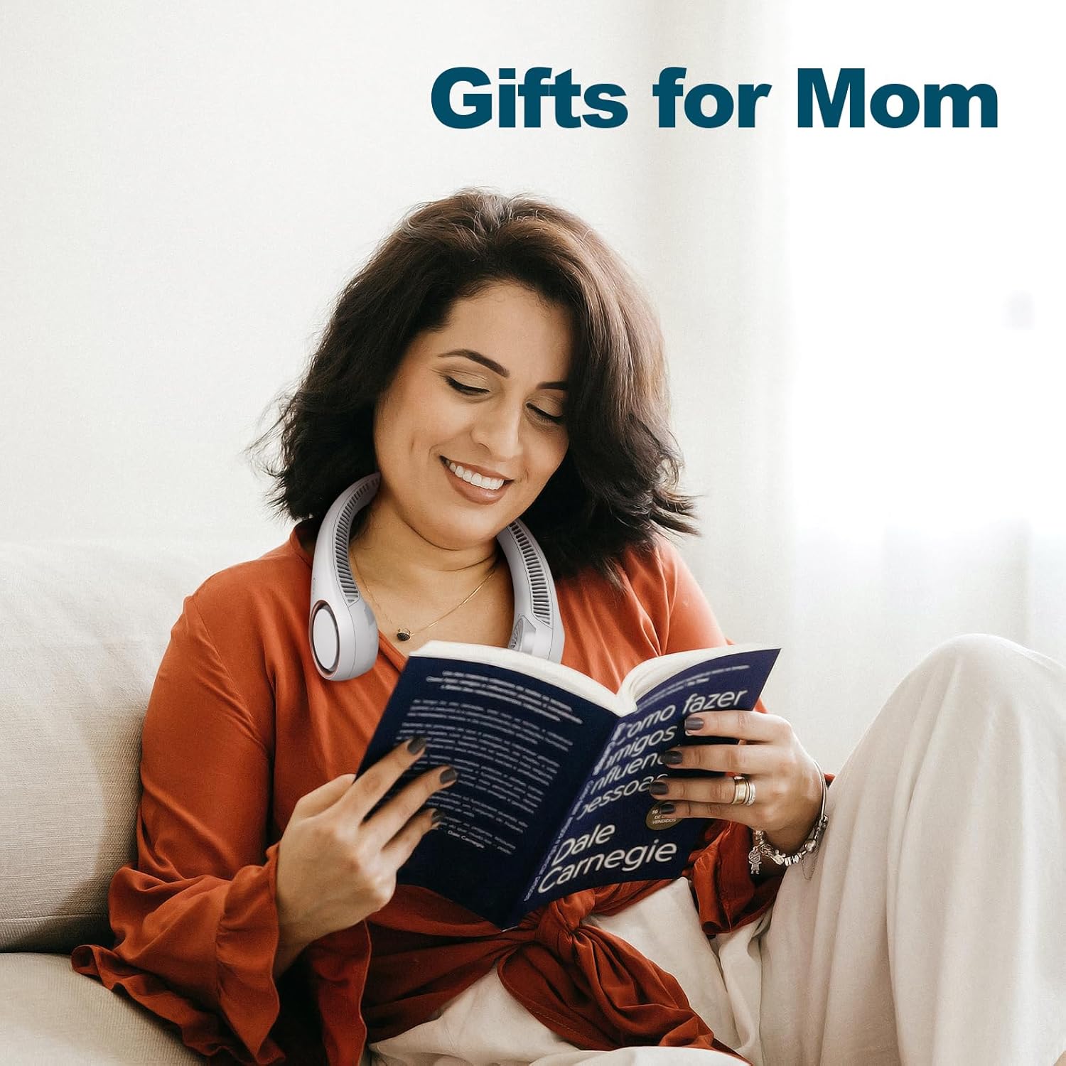 Thumbnail 5 de CIVPOWER Neck Fan: Portable Wearable Rechargeable Bladeless Neck Cooler (White) with 3 Speeds, 4000 mAh USB Battery